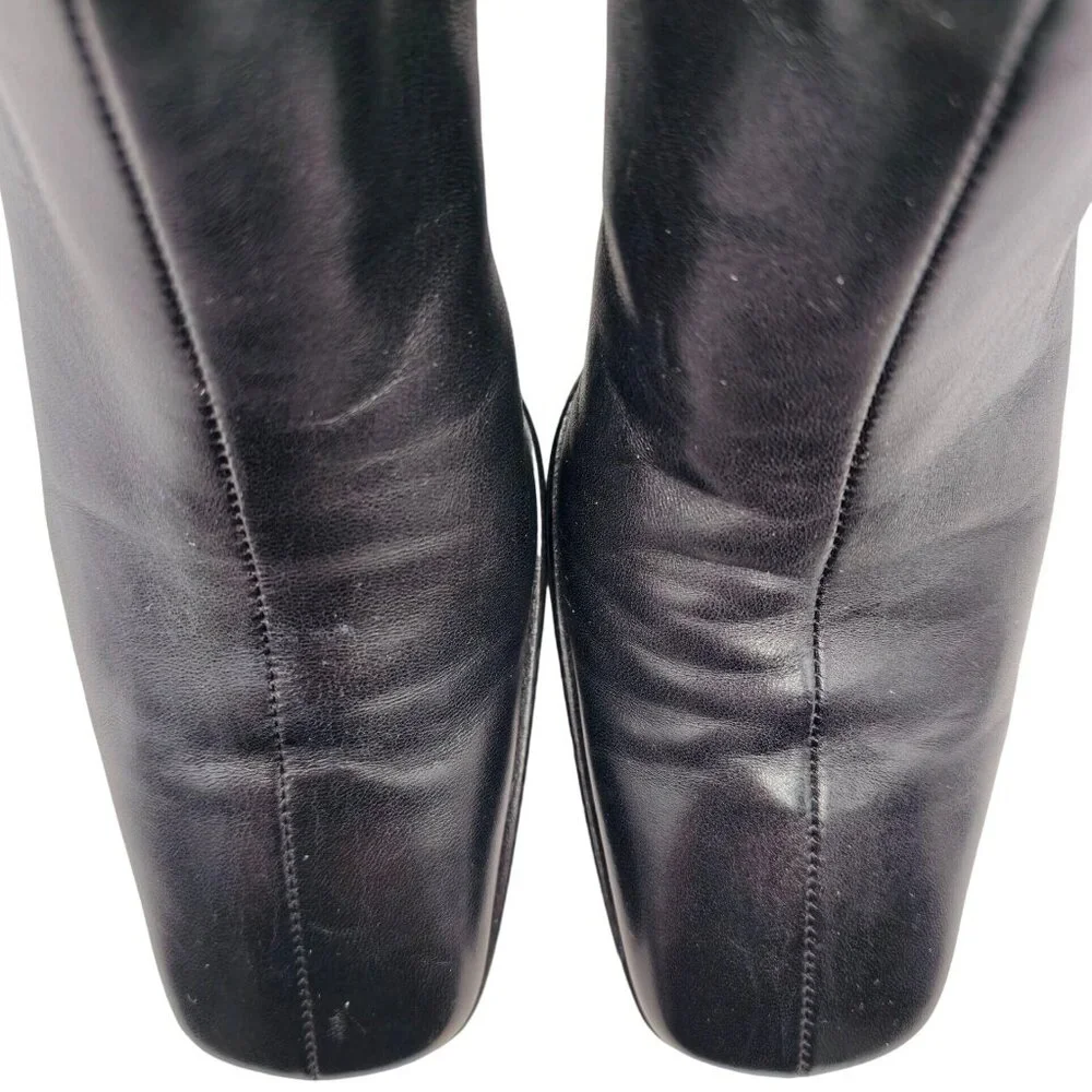 Ferragamo Italy Womens 8.5 4A Narrow Black Leather Dress Shoes Zip Ankle Boots - Picture 11 of 12